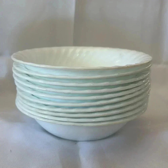 Vintage Corelle ENHANCEMENT SWIRL Winter Frost White Soup Cereal Bowls Set of 11 - Picture 5 of 5